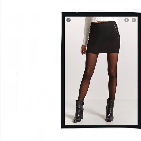 Ted Baker Sz 3 Black mini skirt lace up detail - Picture 1 of 7